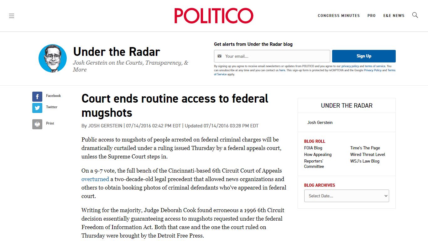 Court ends routine access to federal mugshots - POLITICO